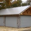 Gray metal hurricane shutters